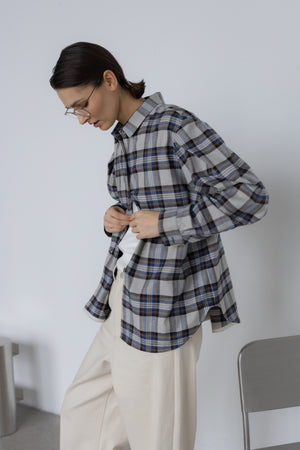 CHECK SHIRT WITH PLEATS