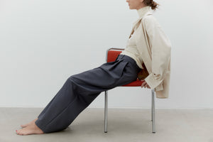 SOLO PLEATED WIDE TROUSERS IN MELANGE GREY