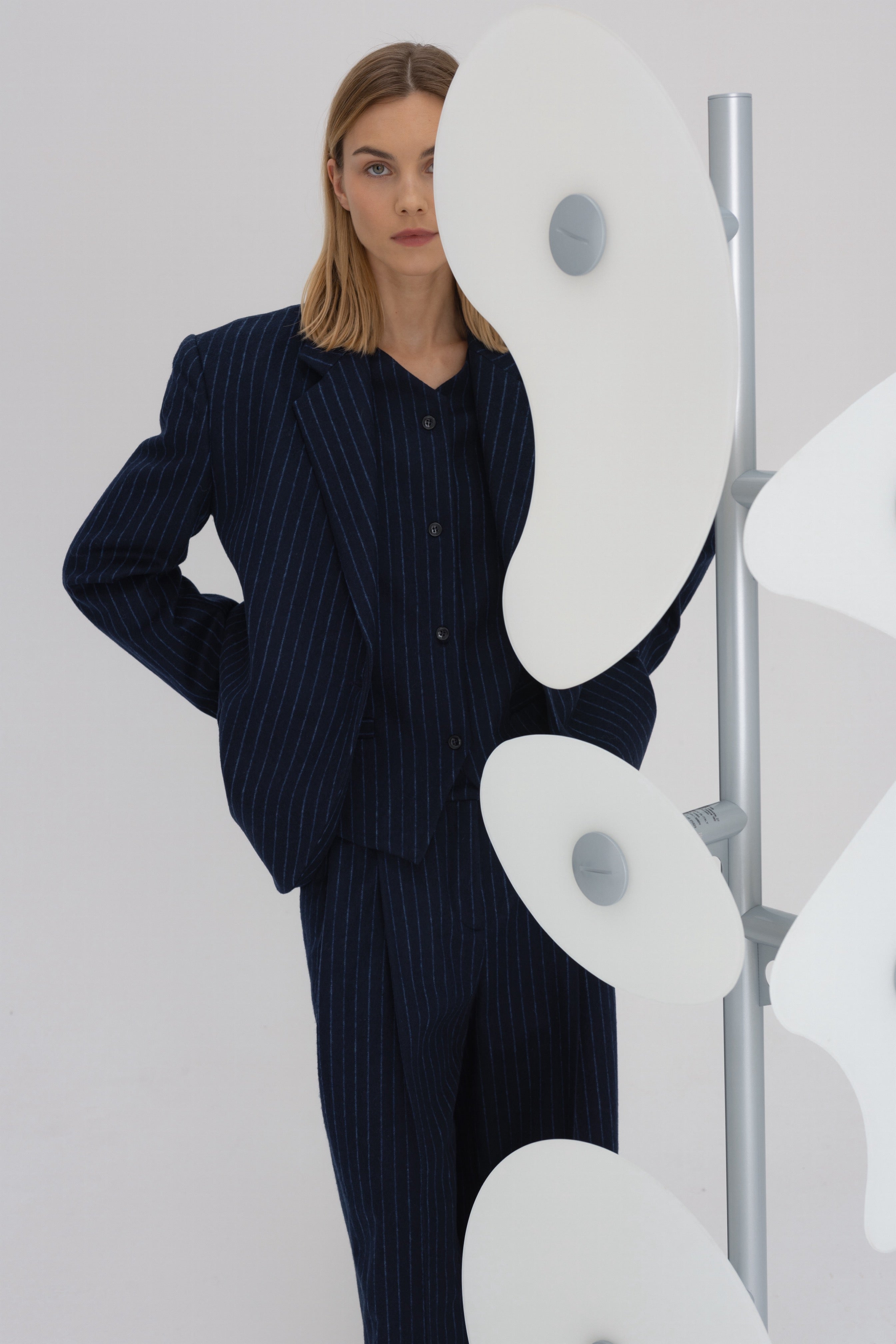 DOUBLE-BREASTED STRIPED BLAZER