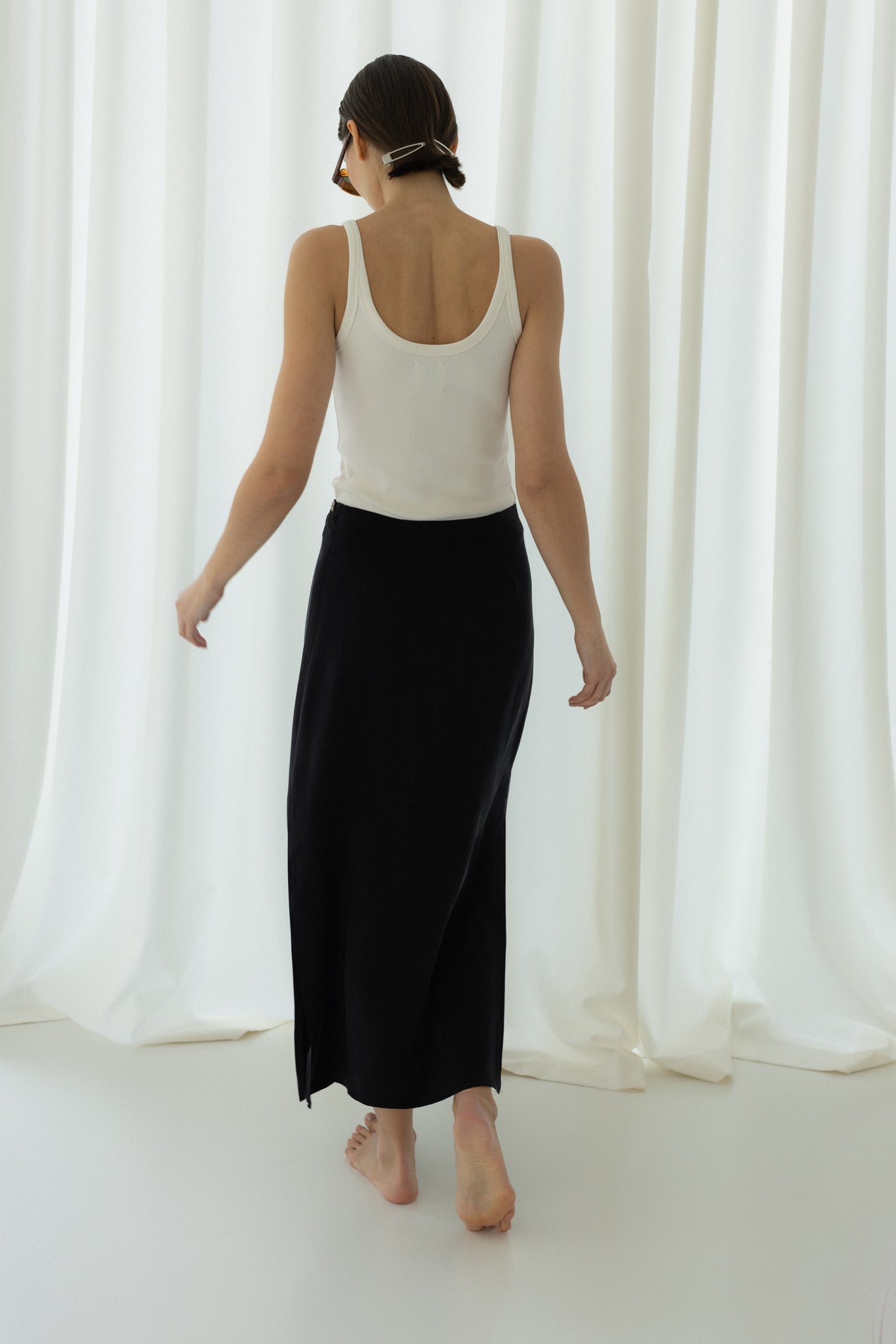 CUPRO WRAP SKIRT IN BLACK