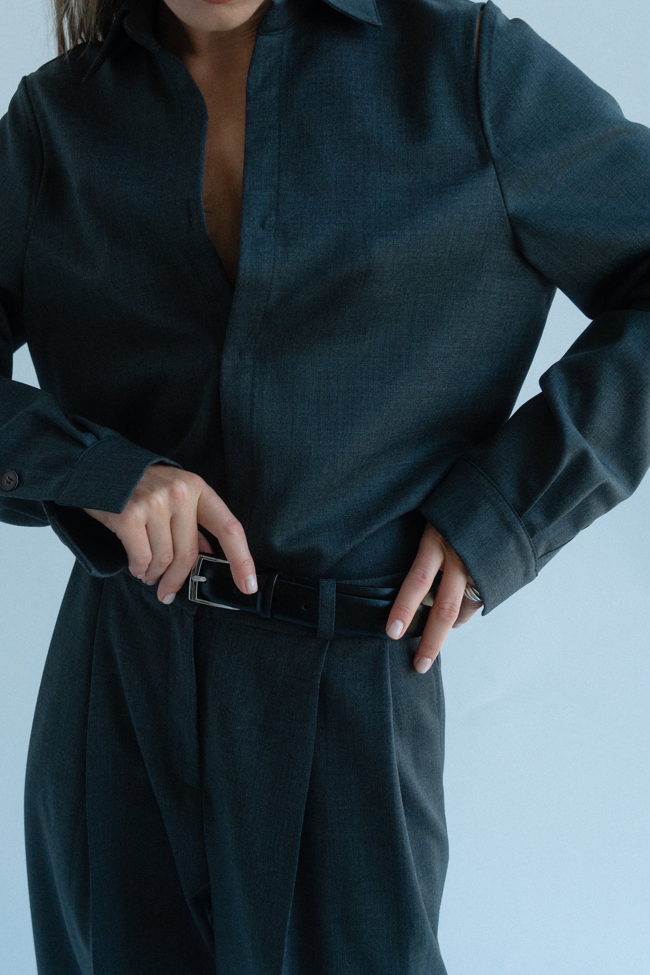 GREY SHIRT WITH SLITS